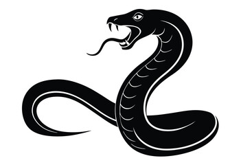 Fototapeta premium Viper snake silhouette vector illustration venomous snake outline icon isolated on white background