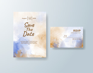 Wedding invitation with abstract splash watercolor
