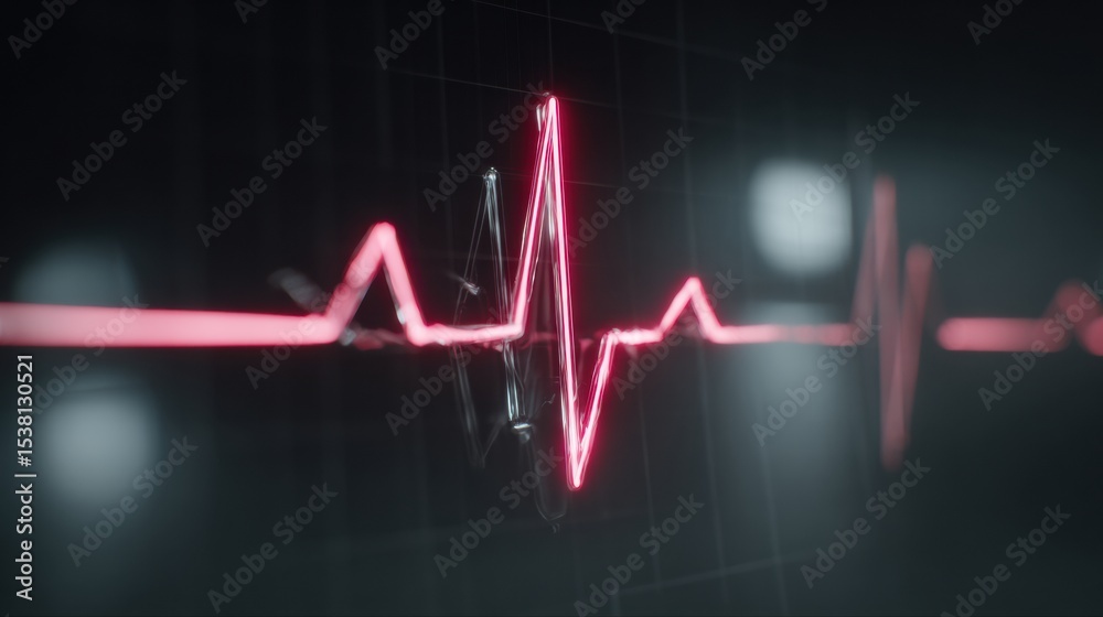 Poster heartbeat monitor line transitioning into risk meter indicating minimal upper zone status for patien