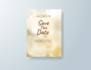 Wedding invitation with abstract splash watercolor