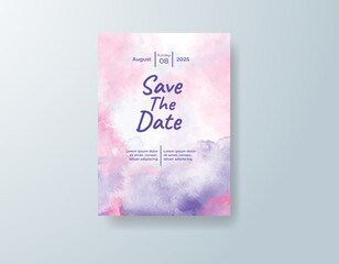 Wedding invitation with abstract splash watercolor