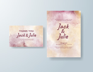 Wedding invitation with abstract splash watercolor