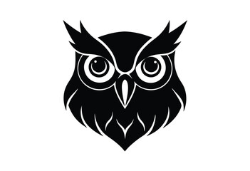 Obraz premium Owl head silhouette vector illustration majestic night wildlife bird for nature themed