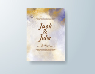 Wedding invitation with abstract splash watercolor