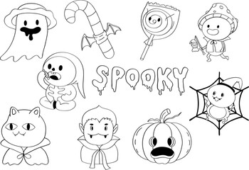 illustration character of Halloween doodle Collection
