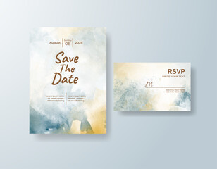 Wedding invitation with abstract splash watercolor