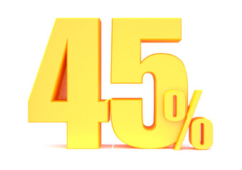 Gold 45 Percent off 3d Sign on White Background, Special Offer 45% Discount Tag, Sale Up to 45 Percent Off,big offer, Sale, Special Offer Label, Sticker, Tag, Banner, Advertising, offer Icon