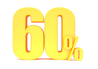 Gold 60 Percent off 3d Sign on White Background, Special Offer 60% Discount Tag, Sale Up to 60 Percent Off,big offer, Sale, Special Offer Label, Sticker, Tag, Banner, Advertising, offer Icon