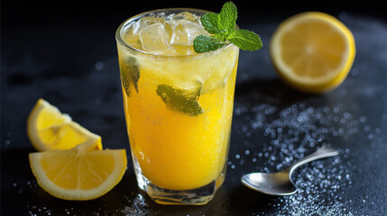 Lemon drink served cold 