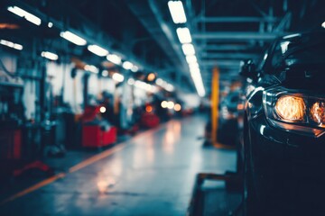 Obraz premium Car in auto repair shop. Auto service industry.