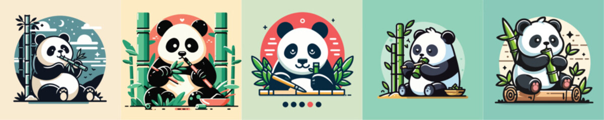 Naklejka premium a simple and cool flatdesign panda vector image
