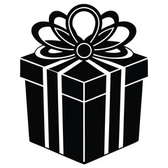 Obraz premium Monochrome Gift Box Illustration with Ribbon and Bow Design