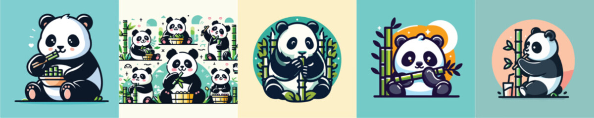 a simple and cool flatdesign panda vector image
