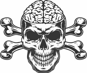 Skull with Brain and Crossbon...