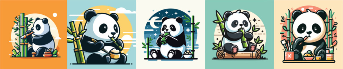 a simple and cool flatdesign panda vector image