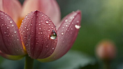 Fototapeta premium A stunning close-up of a fully bloomed pink lotus, revealing its delicate details.