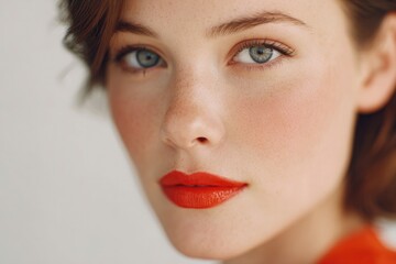 portrait of person with modern makeup blurry background