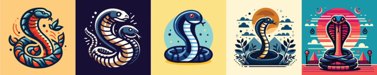 Naklejka premium a simple and cool flatdesign cobra snake vector image