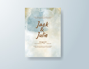Wedding invitation with abstract splash watercolor