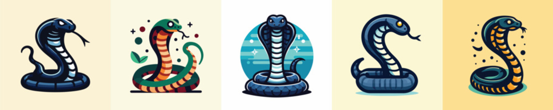 a simple and cool flatdesign cobra snake vector image