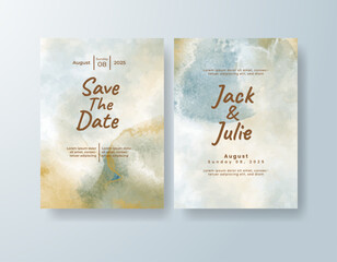Wedding invitation with abstract splash watercolor