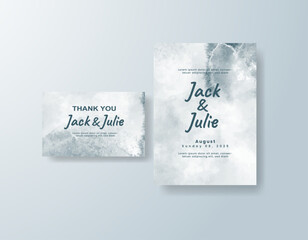 Wedding invitation with abstract splash watercolor