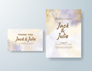 Wedding invitation with abstract splash watercolor