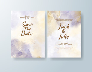 Wedding invitation with abstract splash watercolor