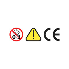 Choking hazard forbidden sign sticker not suitable for children under 3 years icon vector