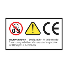 Choking hazard forbidden sign sticker not suitable for children under 3 years vector