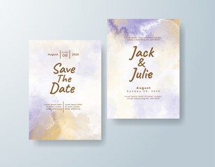 Wedding invitation with abstract splash watercolor