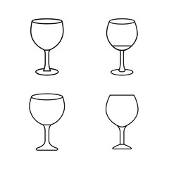 Simple outlined wine glasses arrangement in a square layout on a white background