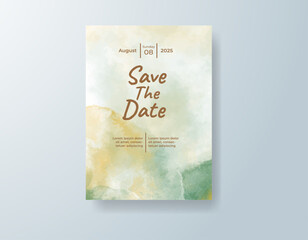 Wedding invitation with abstract splash watercolor