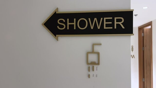 shower pointer Arrow shower sign Shower head with water drops flowing icon isolated on white background. 