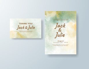 Wedding invitation with abstract splash watercolor