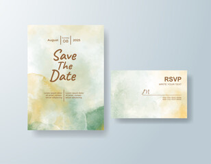 Wedding invitation with abstract splash watercolor