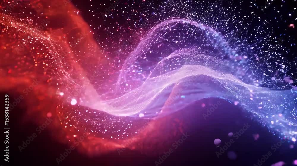 Sticker mesmerizing visual glowing red blue energy beams bursting sparkles creating magical atmosphere seaml