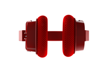 Vibrant Red High-Fidelity Over-Ear Headphones - Isolated on Transparent PNG Background for Music Lovers, Studio Quality Premium Audio Gear, Comfortable Modern Technology Accessory Image