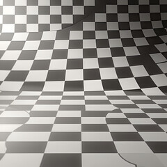 Naklejka premium Checkerboard, chessboard, checkered plane in angle perspective. Tilted, vanishing empty floor.