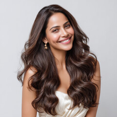 young beautiful gorgeous indian woman with long and smooth hair