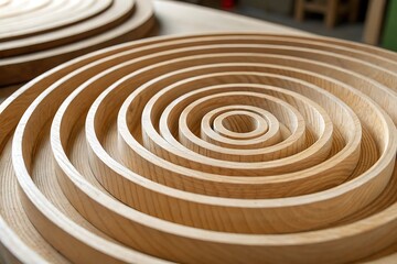 Nested wooden rings abstract background texture