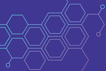 Hexagon Network on Purple Backdrop Data, Technology, Scientific, Chemical Structure Connection