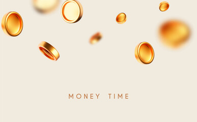 Flying money. Golden coins. Win and success design.