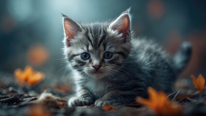 A small sick kitten.