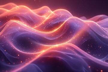 Shimmering Abstract Waves in Orange and Purple Hues
