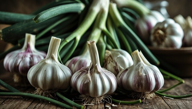 A cluster of fresh garlic