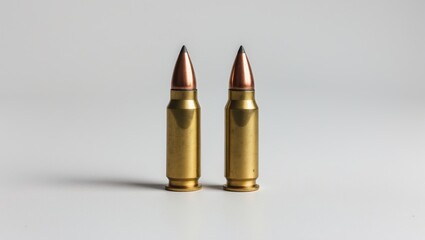 5.56 mm projectile shown against a white background, featuring two isolated cartridges.