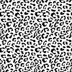 Seamless leopard vector pattern, animal tile black and white print background