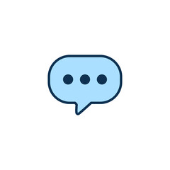 Blue chat message bubble icon vector for communication, comment section, social media reply, forum thread, mobile messaging, and digital interface