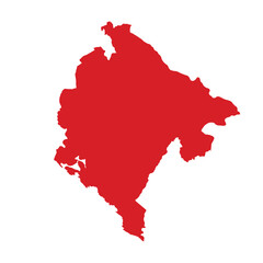 Map of Montenegro, sign silhouette. World Map Globe. Vector Illustration isolated on white background. Europe continent.